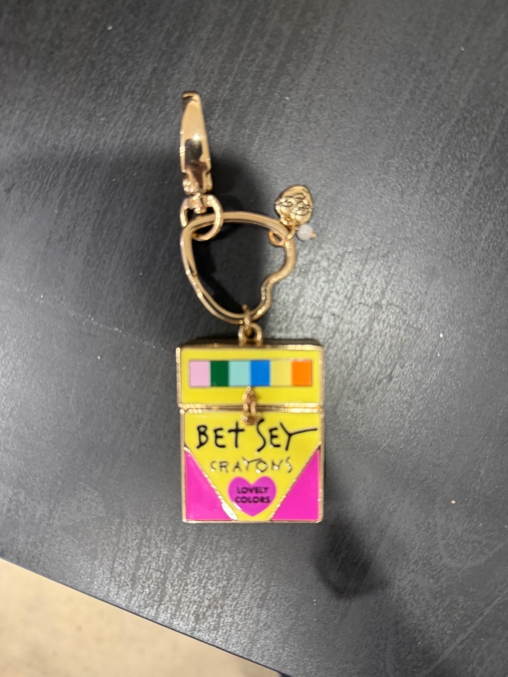 Betsey Johnson "Betsey Crayons" Enamel Charm / Keychain — Novelty Crayon Box